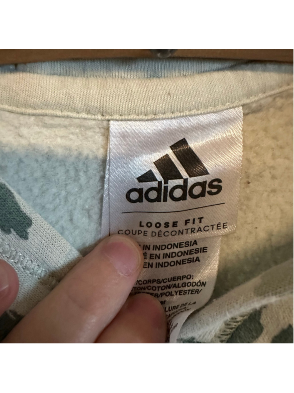 Adidas Floral Camo Hoodie Sweatshirt Juniors Size 14 Large Green Pink - Picture 2 of 6